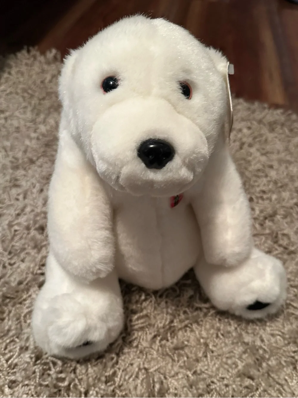 Vintage 1993 Coca Cola White Polar Bear Plush with Red Logo NWT